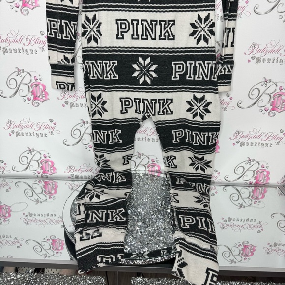 Victoria secret pink onesie long sleeve but flap waffle knit winter Pajamas - Picture 7 of 14